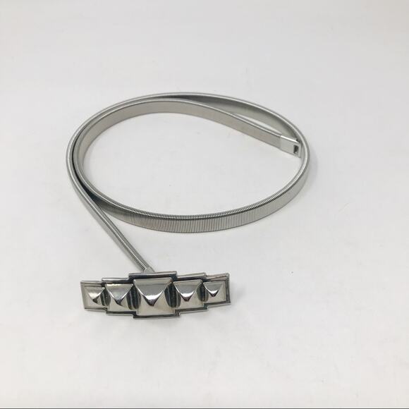 Accessories - Silver Stretchy Serpentine Stretch Skinny Cinch Disco southwestern Art Deco Belt